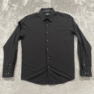 Buttercloth Shirt Mens Large Black Polo Long Sleeve Icy Cotton Performance